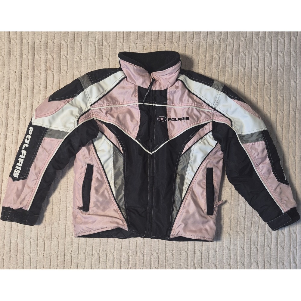 Polaris Snowmobile Jacket Girls Pink Black‎ Colorblock Winter Racing Coat M